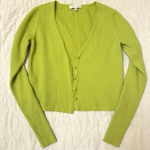 Rebecca Taylor Rib Merino Wool Cropped Cardigan